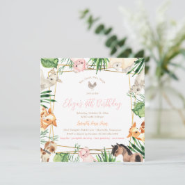 Convite de aniversário de animais de exploração