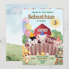 Convite de aniversário de Animais de Exploração Pe