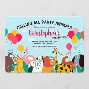 Convite de aniversário de Animais de Festa