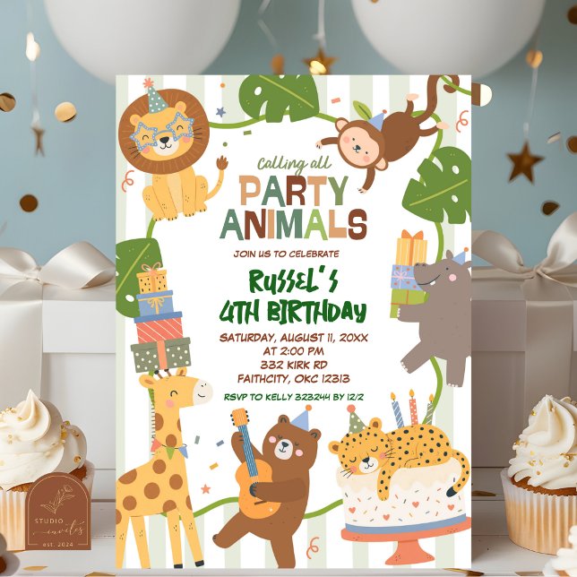 Convite de aniversário de animais de festa Safari  (Criador carregado)