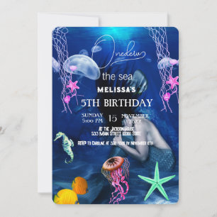 Convite de aniversário de animais do mar de aquare