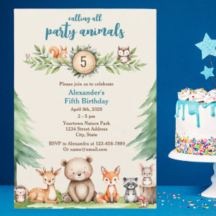 Convite de aniversário de Animais do Partido Woodl