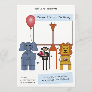 Convite de aniversário De Animais Selvagens - N.