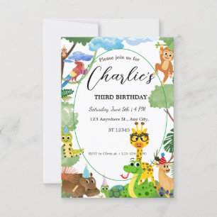 Convite de aniversário de Animais Selvagens para C