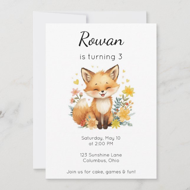 Convite de Aniversário de Animal da Floresta Rapos (Frente)