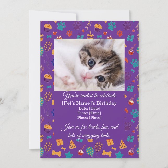 Convite de Aniversário de Animal de Estimação Pers (Frente)