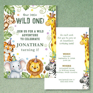 Convite de Aniversário de Animal de Safari da Selv