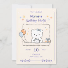 Convite de Aniversário de Animalzinho Minimalista