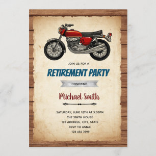 Convite de aniversário de aposentadoria de motocic