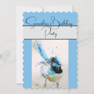 Convite de aniversário de Aquarela Azul