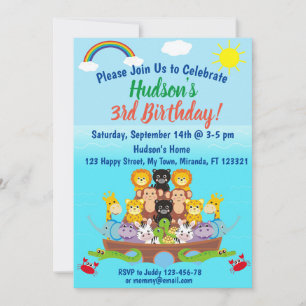 Convite de Aniversário de Arca de Noah