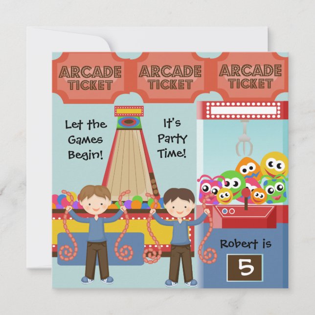 Convite de aniversário de Arcade Personalizado (Frente)