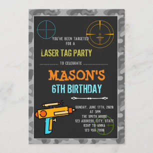 Convite de aniversário de arma laser