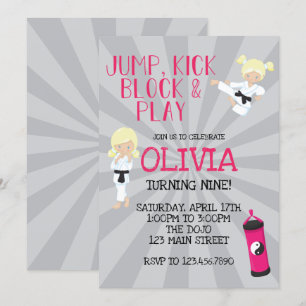 Convite de Aniversário de Artes Marciais Garota do