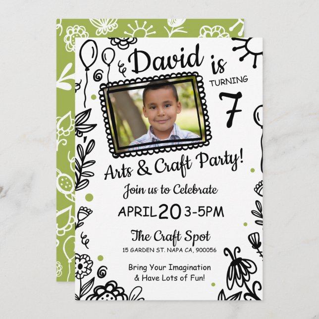 Convite de aniversário de Artesanatos de Arranjo D (Frente/Verso)