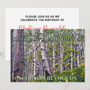 Convite de Aniversário de Árvore Aspen Vibrante de