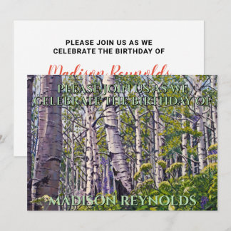 Convite de Aniversário de Árvore Aspen Vibrante de