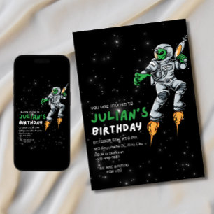 Convite de Aniversário de Astronauta Alienigena UF