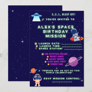 Convite de Aniversário de Astronauta – Decolagem p