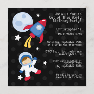 convite de aniversário de astronauta externo diver