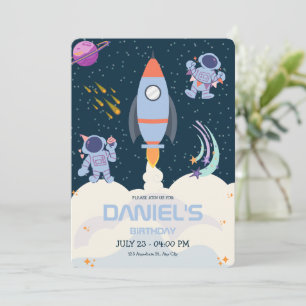 Convite de Aniversário de Astronauta no Espaço Ext
