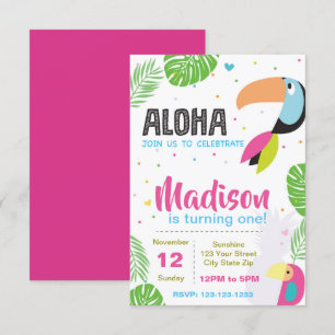 Convite de aniversário de aves tropicais