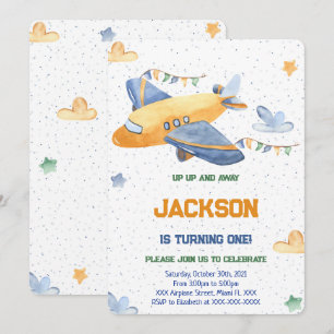 Convite de Aniversário de Avião Editável