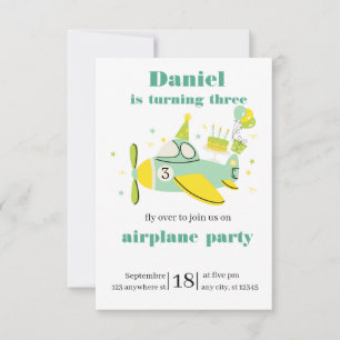 Convite de Aniversário de Avião Simples ✈️