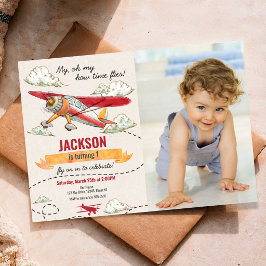 Convite de Aniversário de Avião Vintage Retro