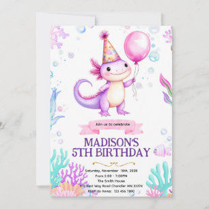 convite de aniversário de Axolotl