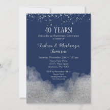 Convite de Aniversário de Azul Marinho com Confete
