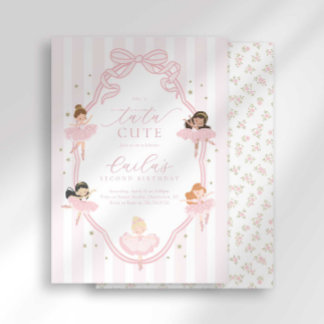 Convite de Aniversário de Bailarina Fofa com Laço