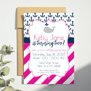 Convite de aniversário de baleia azul