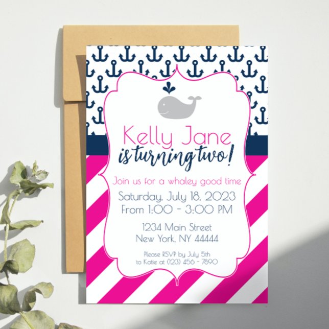 Convite de aniversário de baleia azul (Criador carregado)