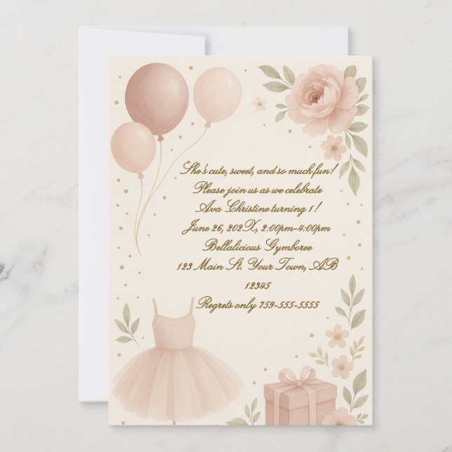Convite de aniversário de Ballerina (Frente)