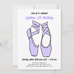 Convite de Aniversário de Ballet Roxo Minimalista