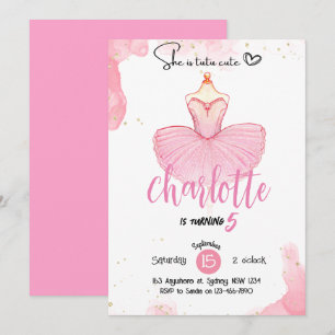 convite de aniversário de Ballet tutu fofo