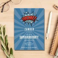 Convite de aniversário de banda desenhada Super He