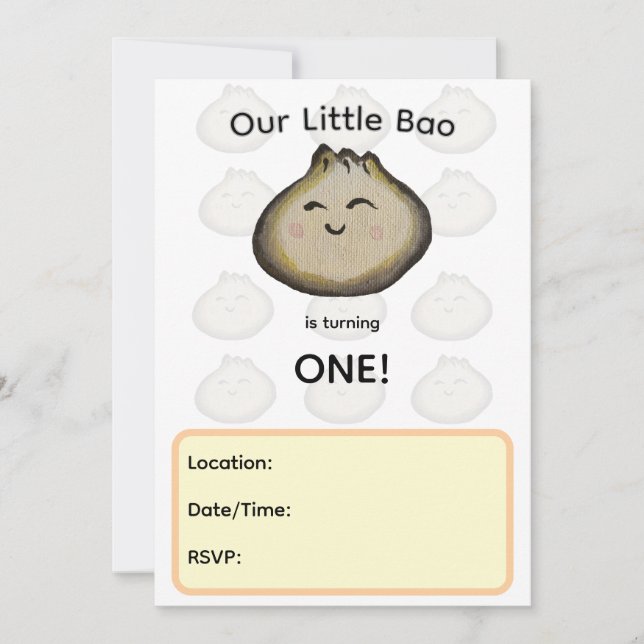 Convite de Aniversário de Bao Dumpling (Frente)