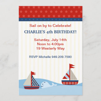 Convite de aniversário de Barco de Velas