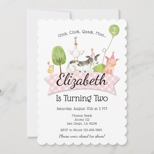 Convite de aniversário de Barnyard Fazenda (Frente)