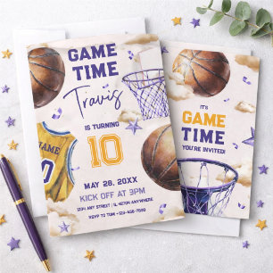convite de aniversário de basquete