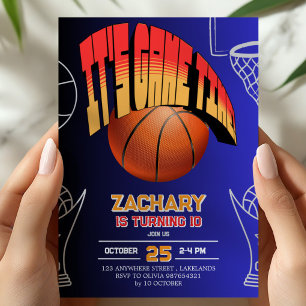Convite de Aniversário de Basquete Azul Marinho