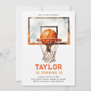Convite de Aniversário de Basquete com Aro de Basq