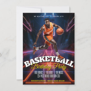 Convite de aniversário de basquete editável