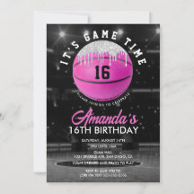 Convite de Aniversário de Basquete para Meninas Ro