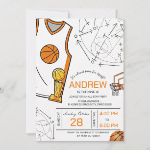 Convite de aniversário de basquete personalizado