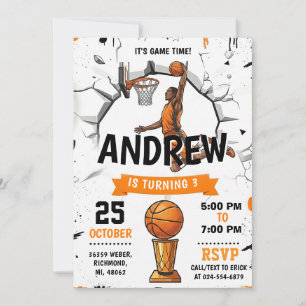Convite de Aniversário de Basquete Pessoal