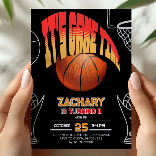 Convite de Aniversário de Basquete Preto