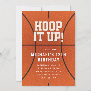 Convite de Aniversário de Basquetebol